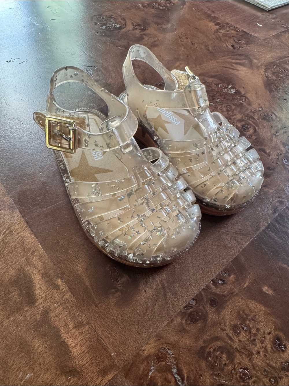 Mini Melissa - Possession Glitter Jelly Sandals in Starry Beige (Size 5)